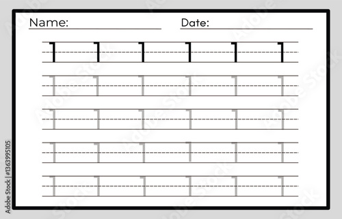 Number tracing practice worksheet with Worksheet for learning numbers. Number training writes and counts numbers. Exercises handwriting practice