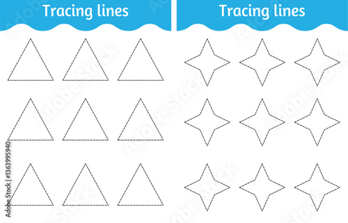 Vector illustration. Coloring book letter for kids. Worksheet for preschool, kindergarten, and school age. Trace line.