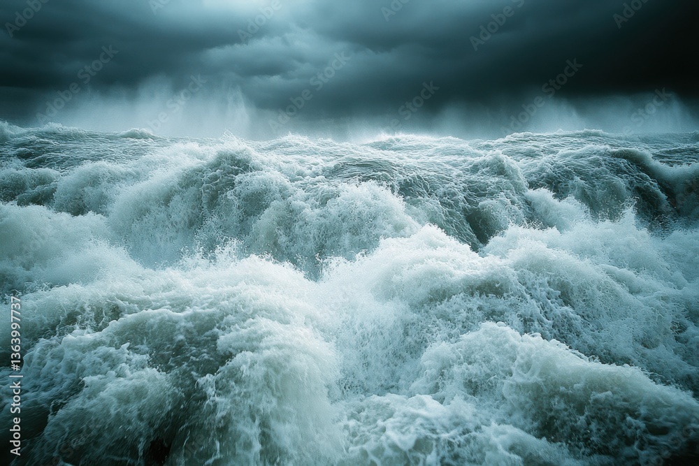 Dramatic Ocean Waves Under Dark Stormy Sky Capturing Nature’s Raw Power and Awe-Inspiring Force Dramatic Ocean Waves Under Dark Stormy Sky Capturing Nature’s Raw Power and Awe-Inspiring Force