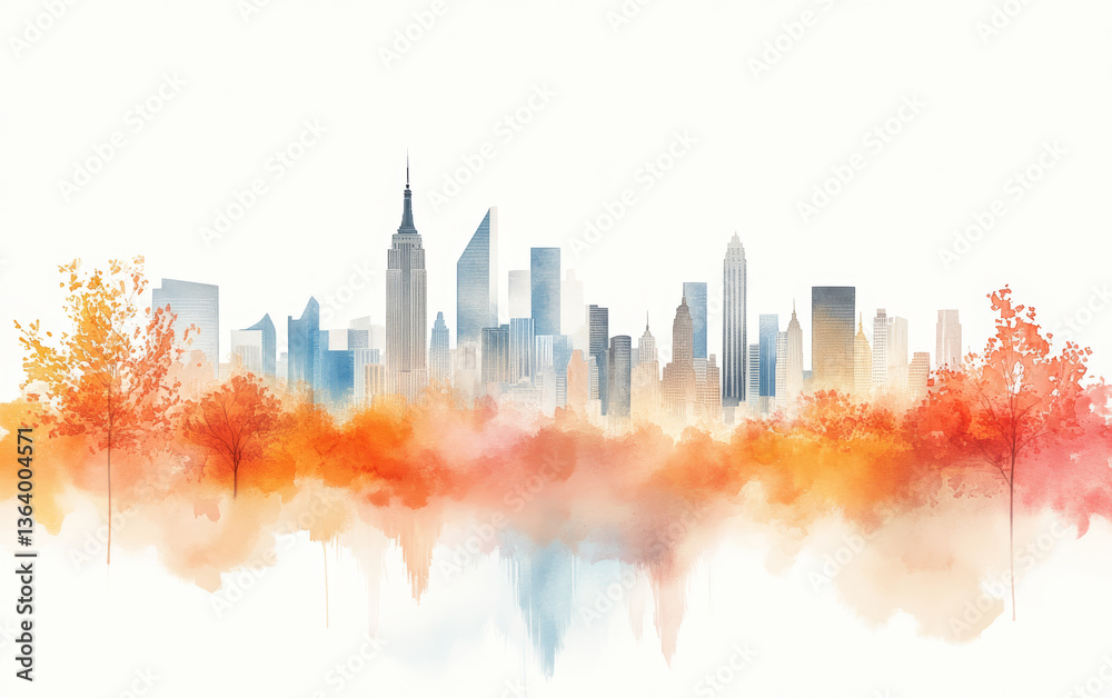 Fototapeta premium Minimalist graphic illustration of city and building Outlines