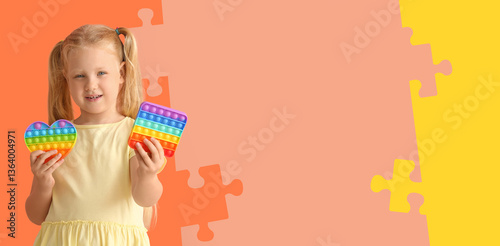Pretty girl holding differe...