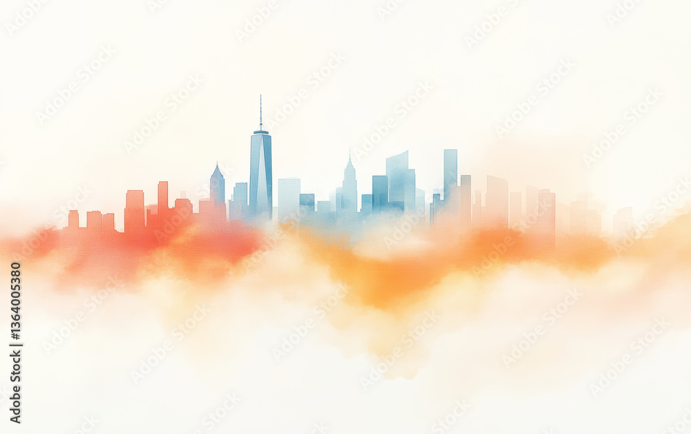 Obraz premium Minimalist graphic illustration of city and building Outlines