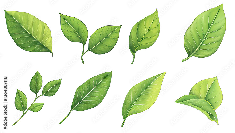 variety of green leaves showcasing different shapes and sizes id variety of green leaves showcasing different shapes and sizes id