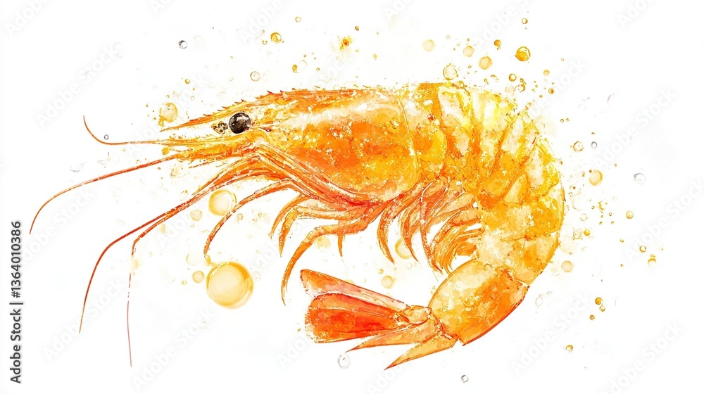 custom made wallpaper toronto digitalWatercolor painting of a shrimp.