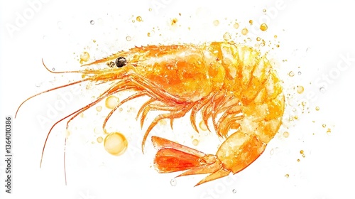 Wallpaper Mural Watercolor painting of a shrimp. Torontodigital.ca