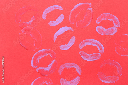 Lilac lipstick kiss marks o...