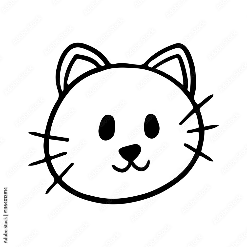 Obraz premium Cute Cat Head Doodle Illustration 