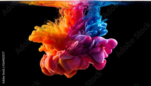 Generated imaVibrant Fluid Ink Explosion in Water – Colorful Swirling Abstract Artge