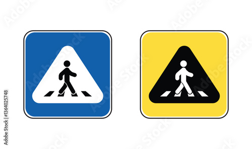 zebra cross sign flat triangle