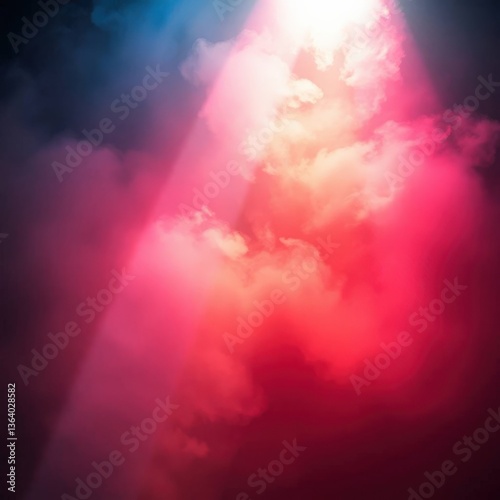 Vibrant Colorful Smoke with Rays of Light in a Dramatic Fusion of Red, Pink, and Blue Hues Creating a Mystical Atmosphere