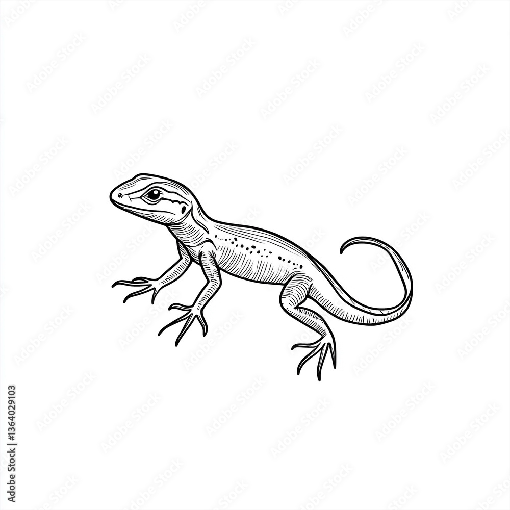 Naklejka premium Simple line art of a lizard in vector format on a plain white background