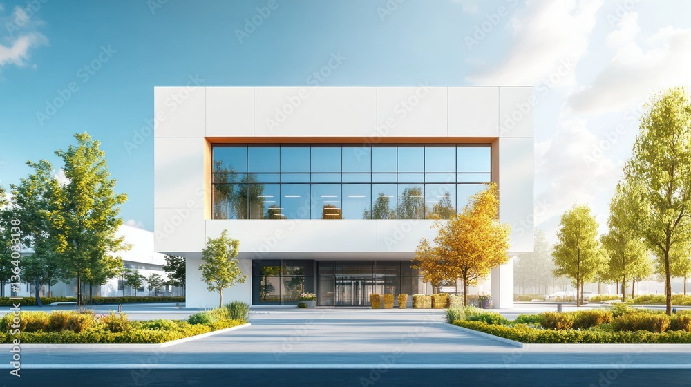 Fototapeta premium Modern warehouse sunny day logistics park delivery