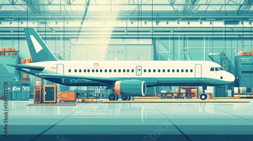 Airplane Maintenance in Large Hangar (1)