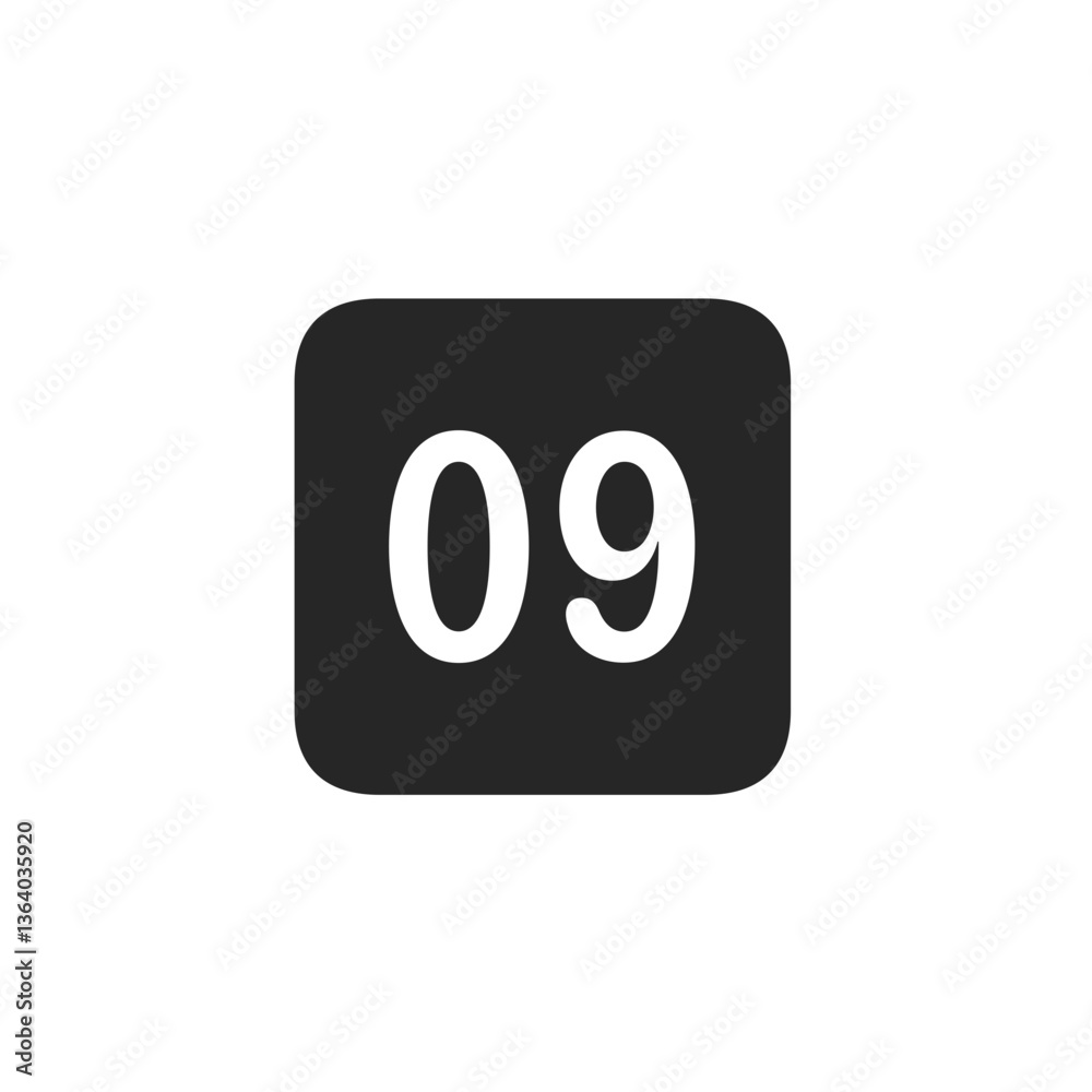 White Number 09 in Black Rounded Square Icon
White Number 09 in Black Rounded Square Icon
