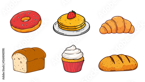 bread pastry collection illustration