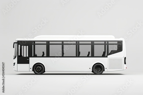 Vibrant Image of White Bus Side View Isolated