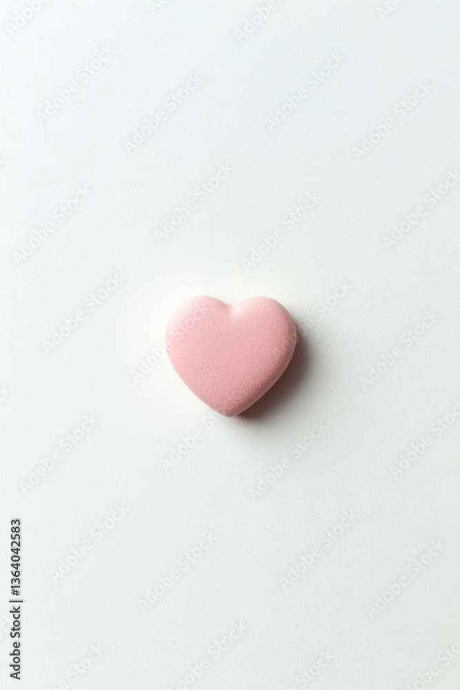 Fototapeta premium Soft pink heart on a minimalist white background creates a calming visual effect