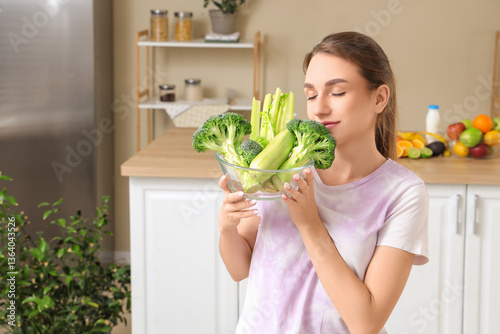 Young woman with vegetables...
