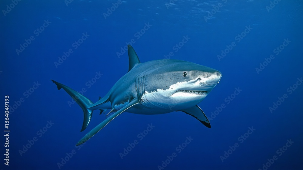 Sleek megalodon glides through deep waters, contrasting with a bulky silhouette in the background, embodying elegance and power.
Sleek megalodon glides through deep waters, contrasting with a bulky silhouette in the background, embodying elegance and power.