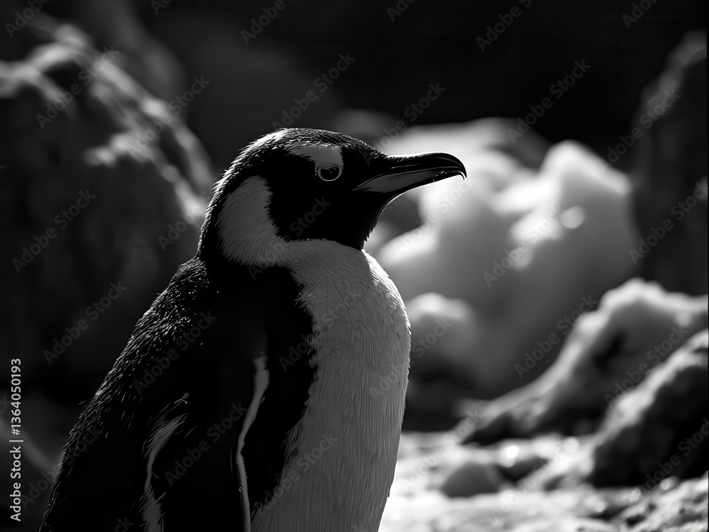 Naklejka premium Majestic Penguin on Rocky Shore
