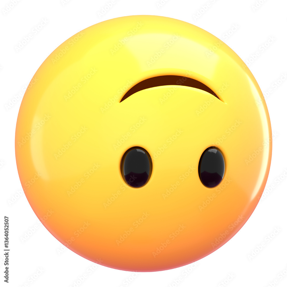 Fototapeta premium Upside down face 3D png emoticon sticker, transparent background