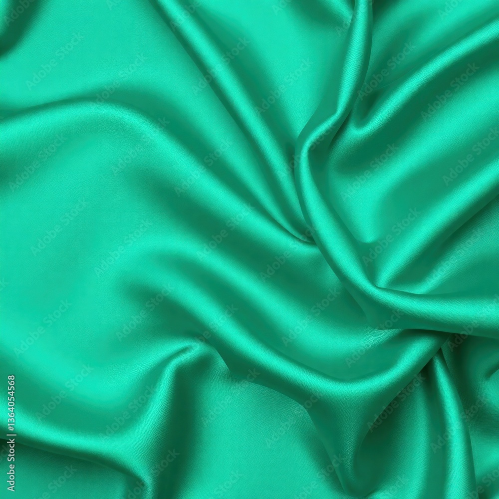 Obraz premium Blue green silk satin. Soft, wavy folds. Shiny fabric surface. Luxurious emerald green background with copy space for design. Web banner. Birthday, Christmas, Xmas, Valentine, holiday, concept.