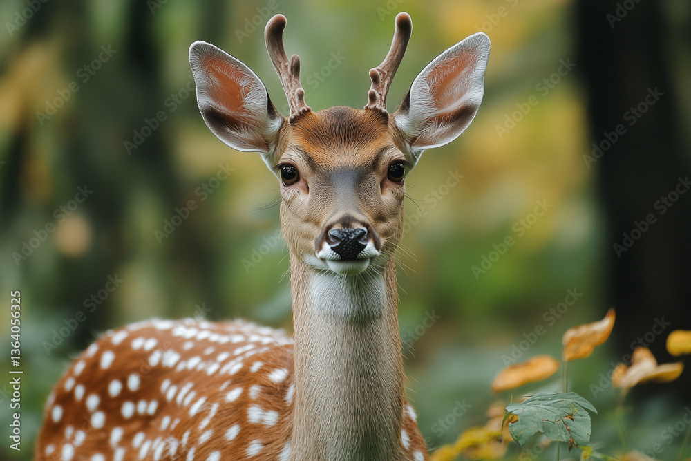 Young fawn with spots looking directly at the camera Young fawn with spots looking directly at the camera