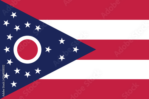 Ohio state flag vector illustration. Flag of Ohio, United States of America.