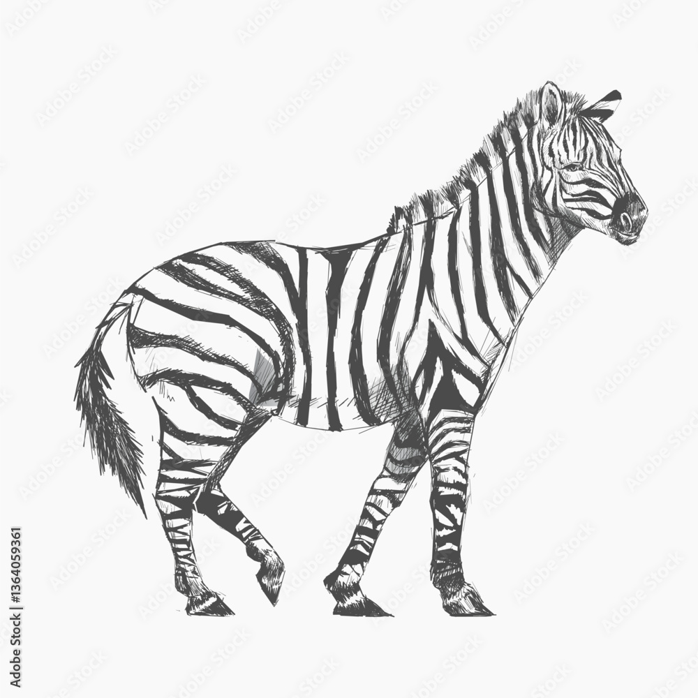 Fototapeta premium Zebra sketch animal illustration vector