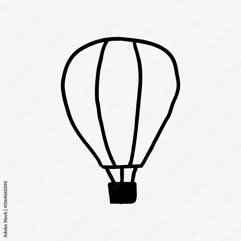 Air balloon doodle collage element vector Air balloon doodle collage element vector
