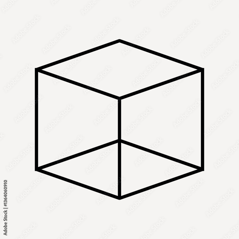 3D square block, outline shape graphic vector 3D square block, outline shape graphic vector