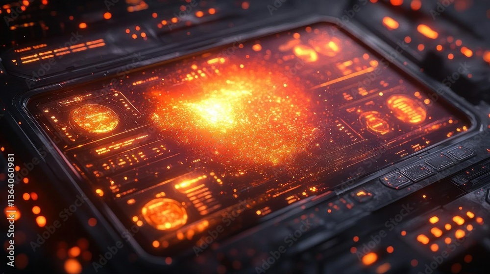 Futuristic Tech Interface Glowing Orange Energy Futuristic Tech Interface Glowing Orange Energy