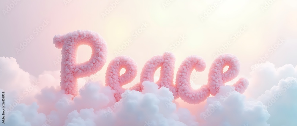 Fototapeta premium soft_pastel_peace_lettering_with_a_dreamy_cloud-like_effect_and_gradient_shades
