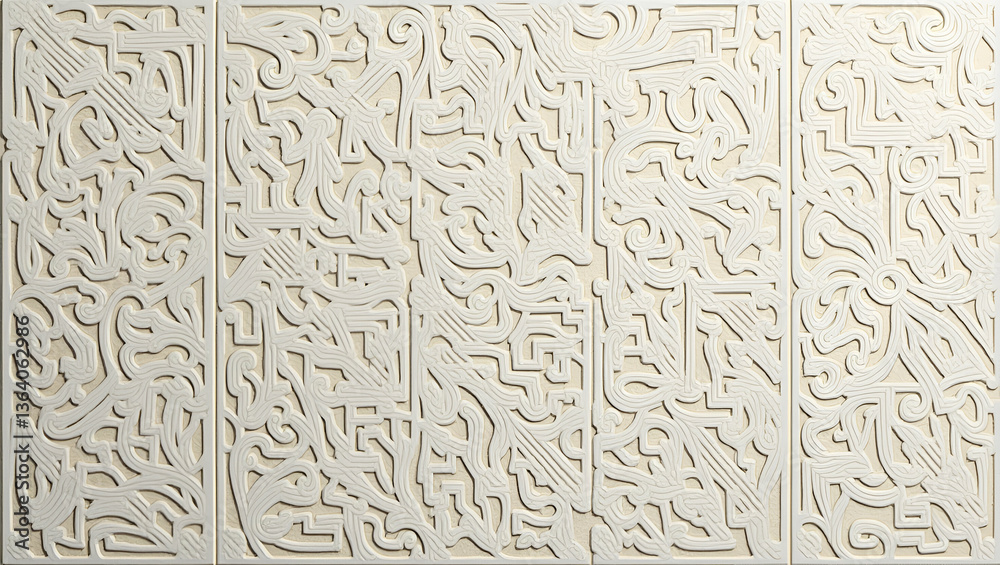 Refined Ethnic Tile Artwork: Gentle Curves & Crisp Lines in a Cute Vector Illustration Refined Ethnic Tile Artwork: Gentle Curves & Crisp Lines in a Cute Vector Illustration