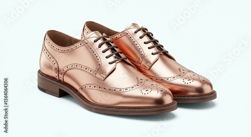 Wallpaper Mural Elegant Rose Gold Metallic Brogue Oxford Shoes Stylish Footwear Closeup Torontodigital.ca