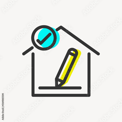 Homeschooling icon, line art graphic vector