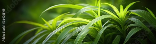 A vibrant close-up of a lush green plant, showcasing its intricate leaf patterns and textures. The sunlight filters through, highlighting the rich hues and delicate veins of each leaf.