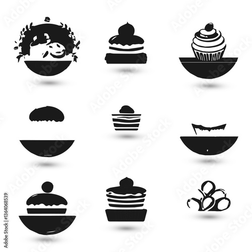 Set collection icon brand identity business catering bakery design idea