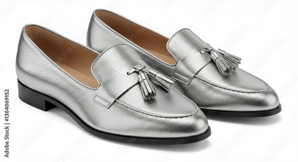 Stylish Silver Metallic Leather Tassel Loafers Women s Fashion Footwear Elegant Slip Ons Stylish Silver Metallic Leather Tassel Loafers Women s Fashion Footwear Elegant Slip Ons