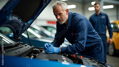 Wallpaper Mural Expert Automotive Mechanic Inspects Car Engine: Ensuring Driver Safety and Reliability with Thorough Checks in a Professional Garage - A Vector Illustration of Quality Service Torontodigital.ca
