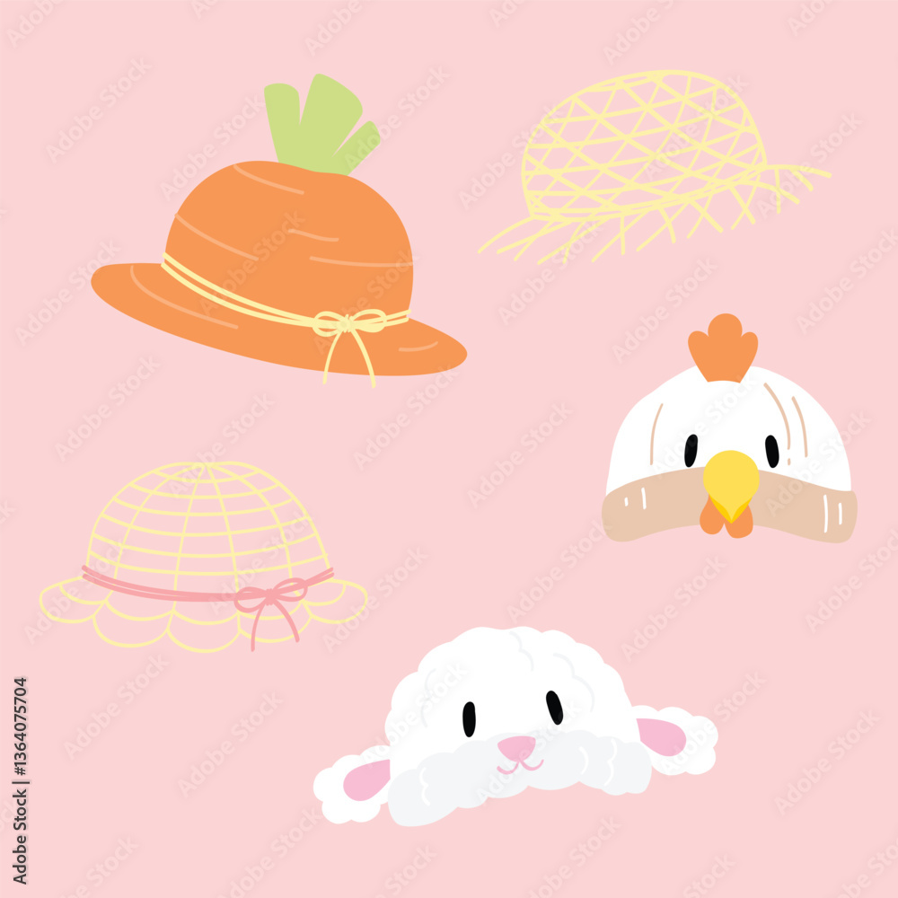 Fototapeta premium Easter cute animal and carrot hat