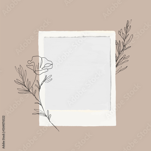 Floral aesthetic instant film frame collage element vector