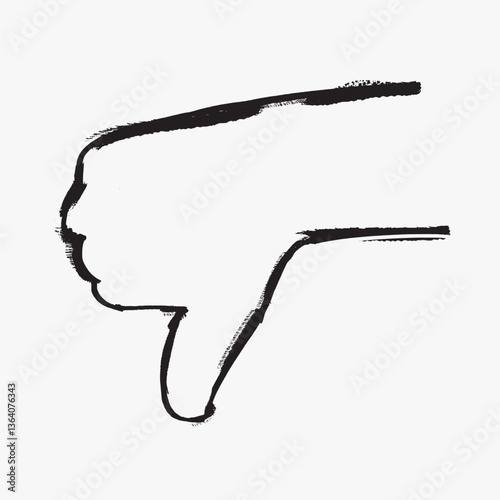 Thumbs down disagreeing gesture doodle illustration vector