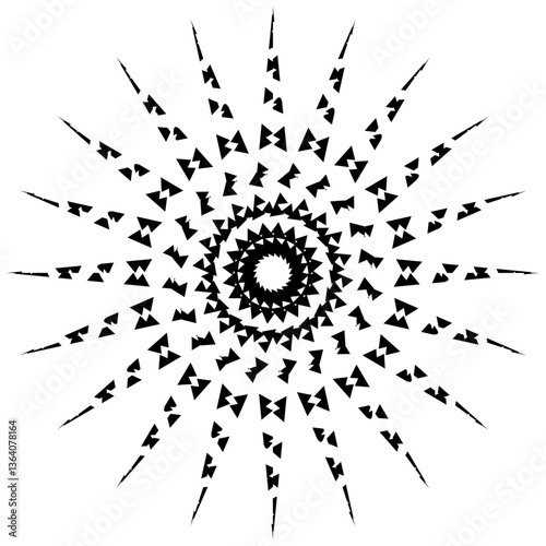 黒い放射状の抽象デザインの幾何学模様