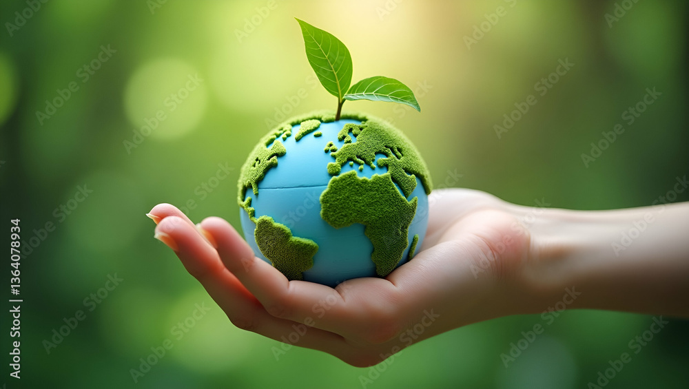 Flat Hand Holding Green Globe: A Cute Vector Illustration Symbolizing ESG Sustainability, Ecology, and Renewable Energy for Environmental Conservation Efforts Flat Hand Holding Green Globe: A Cute Vector Illustration Symbolizing ESG Sustainability, Ecology, and Renewable Energy for Environmental Conservation Efforts