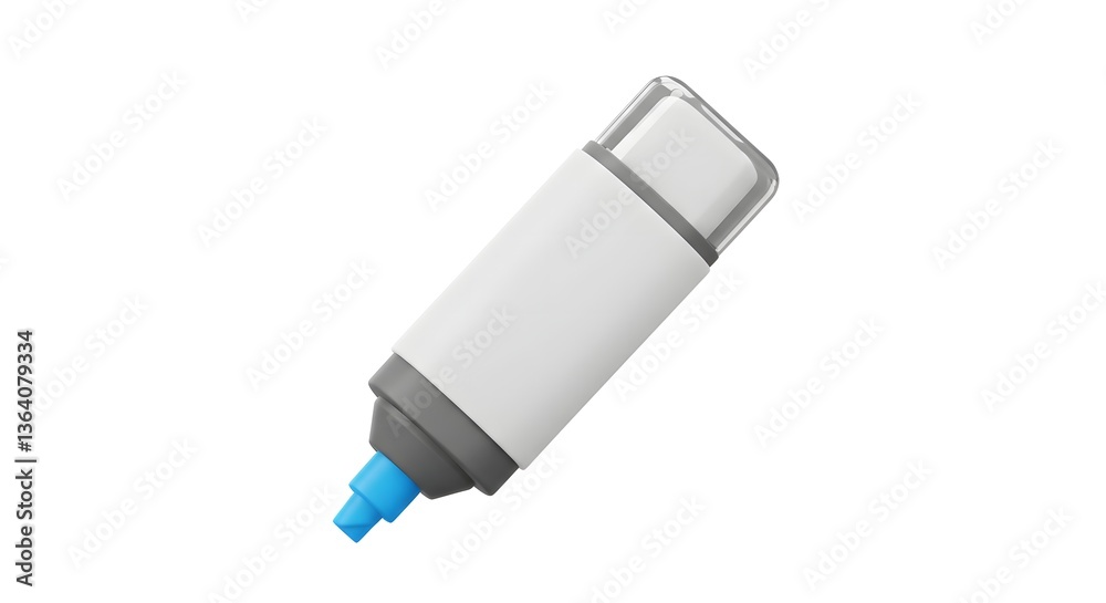 Isolated Blue Marker Floating with Blank White Label for Message