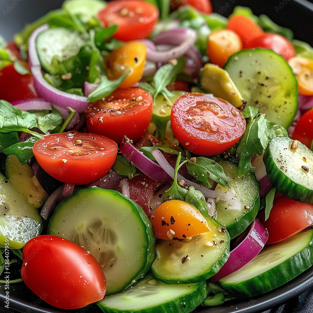 Fresh green salad with avocado and tomatoes Fresh green salad with avocado and tomatoes