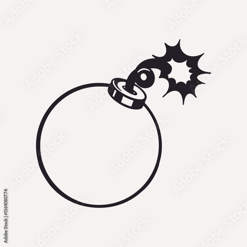 Cartoon bomb retro line illustration, collage element vector