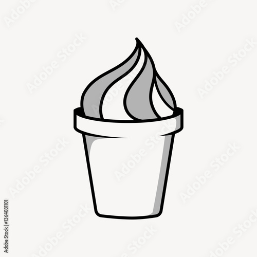 Ice cream retro line illustration, collage element vector