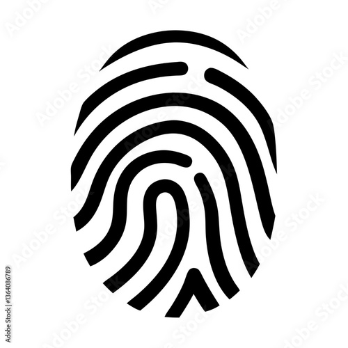 The unique fingerprint, a symbol of individual identity and secure access, rendered in bold black lines against a stark white background.